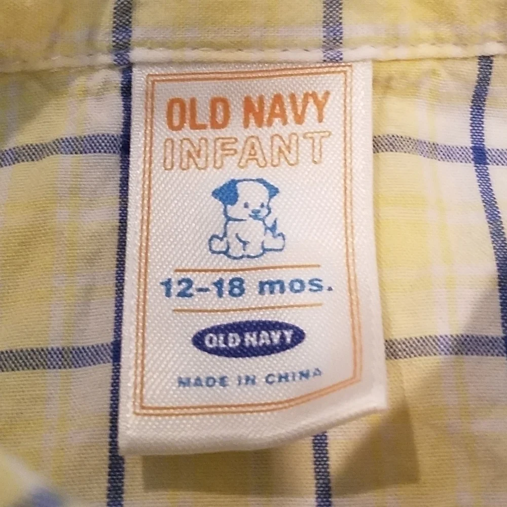 Old Navy Button Down Plaid Polo Shirt 12-18m